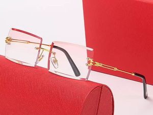 Damen-Sonnenbrille, Designer-Luxus-Sonnenbrille, UV400, UV-Schutz, randlos, Höhe 57, rahmenlose Harzlinsen, Antireflexionsverfärbung, photochromer Rahmen, Sonnenbrille