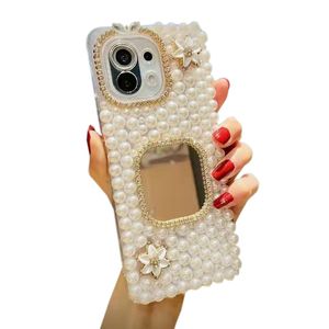 Handgjorda lyxiga Rhinestone -telefonfodral för iPhone 13 11 12 Pro Max XS XR 8 7 Plus Women Bling Diamond Crystal Jeweled Back Cover