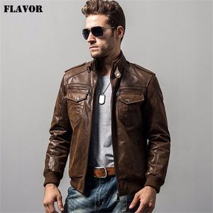 Men S Pigskinn Motorcykel Real Leather Jacket Padding Cotton Winter Warm Coat Man Guint Läderjacka LJ201029