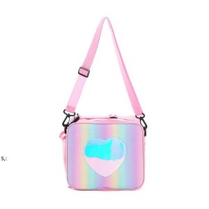 2022 Laser Student Office Staff Portable Lunch Bag Rainbow Thermal Izolacja Bento Torby Bento Outdoor Family Picnic Ice torebka BBE13794