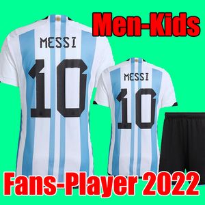 Top Thaïlande Argentine Soccer Jersey Fans et joueur Version Dybala Aguero Maradona Football Shirt Men Kids sets uniforme