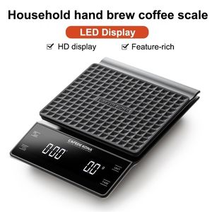 Cafede Hand Drip Coffee Scale 0.1G3KG Precision Sensorer Kök Matskala med timer inkluderar vattentät silikondyna 201211