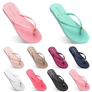 10SKU-5 Style26 Fashion Slippers Sheet Shoes Flip Flops Womens Green Yellow Orange Navy Bule White Pink Brown Summer Sneaker 35-38-39