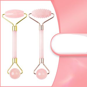 Beauty Anti Aging Doppelkopf-Jade-Roller-Massagegerät Anti-Aging-Gesichtsmassage Rosenquarz-Massage 2 Stile