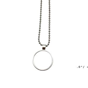 Heat Transfer Pendant Necklace Sublimation Blank Metal Round Necklace Fashion Jewelry Accessories Creative Gift ZZA12763