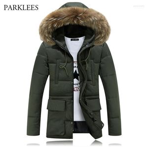 Long Hoooded Parka Men 2022 Warm Winter Jacket Fashion Brand Design Solid Manteau Homme Hiver Big Fur Outwear Army Green 4XL Guin22