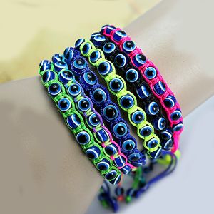 Coloré turc bleu mauvais yeux perles bracelet à breloques chanceux réglable tresse corde chaîne pour hommes femmes bijoux faits à la main