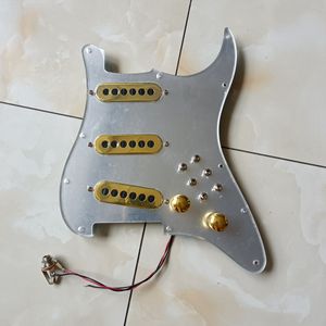 Updated Loaded Silver Mirror SSS Pickguard Golden Burns Tri-Sonic Pickups For BM Special Guitar Welding Harness 1 Set