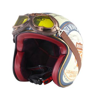 Motorcykel öppen ansikte Halvhjälm ridning motocross racing motobike hjälm med Harley Goggles