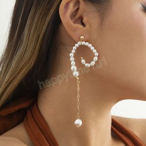 Orecchini vintage in metallo dorato semplici da donna 2022 nuovi orecchini pendenti con perle d'imitazione per ragazze gioielli di compleanno di moda