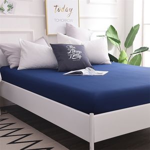 Svetanya 100 Cotton Fitted Sheets Plain Solid Color Bedsheets Elastic Mattress Cover Protective Case Single Full Double Queen 201113