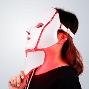 7 LED -ljusterapi ansiktsskönhetsmaskin LED ansiktsnackmask med mikroström för hudblekningsanordning DHL gratis sändning