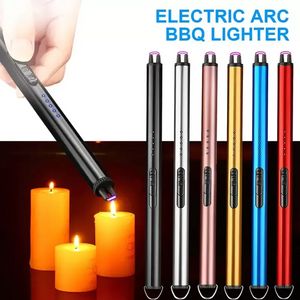 Kitchen Lighter Windproof Flameless Electric Arc BBQ Candle Igniter Plasma Ignition For Outdoor Candles Gas Stove USB Rechargeable Lighter with Safe Button BES121