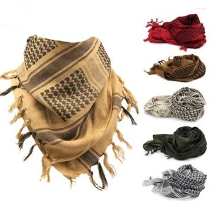 Scarves 100%Cotton Thicker Arab Men Winter Military Keffiyeh Windproof Scarf Muslim Hijab Shemagh Tactical Desert Square WargameScarves Shel