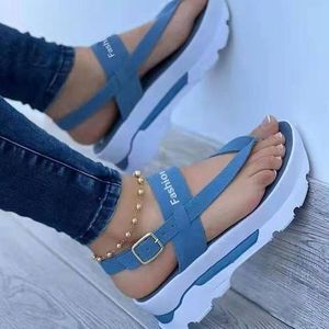 Sandals Summer Plus Size Wedge Heel Clip Toe Buckle Women Southeast Asia Outer Wear Roman Ladies SlippersSandals