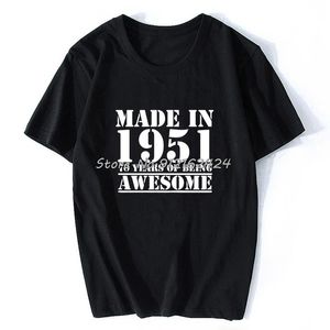 Erkek Tişörtleri Komik 1951'de Made 70 Yıllık Müthiş Olmak 70. Doğum Günü Baskı Şaka T-Shirt Kocası Günlük Kısa Kollu Pamuk Tişörtleri Erkekler