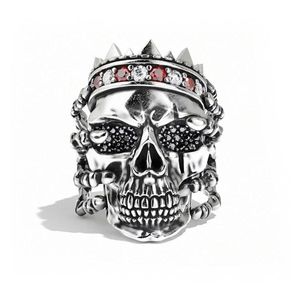 Cluster Rings Domineering Punk Skull Men Shiny CZ Hip Hop Rock Accessories For Jewelry Male Anel GiftCluster