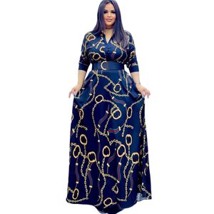 Designer Casual Dress Fashion Digital Printing Long Maxi Dresses Luxury Woman Long Sleeve Party Dresses