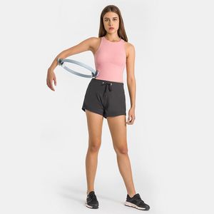 L-2022 Mulheres Esportes Shorts Casual Calças de Yoga Cinchable Drawcord Calças Curtas Tecido Macio Correndo Sweatpants Calças de Treinamento de Fitness Nake-Feeling Drawersss