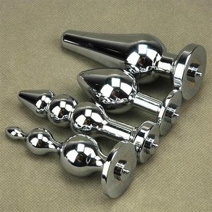 Wholesale diy anal resale online - Electro Anal Butt Plugs Metal Gay Butt Beads Tail Four Size Sex Toys DIY Electro sex Shock Sex Toy Accessories205r