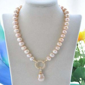 12mm Pink Pearl Barock Pearl Necklace Pendant 18 