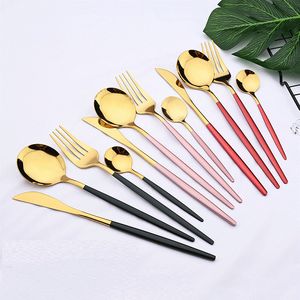 24Pcs Gold Dinnerware Sets Cutlery-Set Tableware-Set Stainless Steel Flatware Western Silverware Kitchen Knife Spoon Fork Dinner Set seaway T9I001897