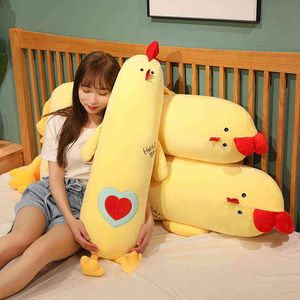 CM Long Chick Plush Pillow cheio de Sussen Sussen amarelo frango abraçando crianças companheiro de dormir presente J220704