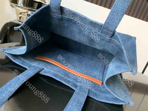 10A Üst Tier Kalite Luxuri Digners Cabas Thais Bag 41cm Büyük Kadınlar Mektup Baskı Çanta Omuz Mavi Çanta Denim Alışveriş Tote Çanta ile Dustbag53dh