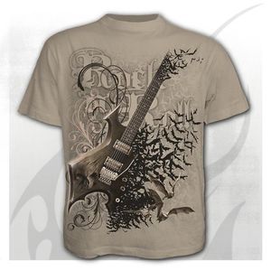 Crânio guitarra mens camisetas estilo punk 3d camisas verão o-pescoço camiseta moda harajuku tops meninos roupas tamanho grande streetwear 220520