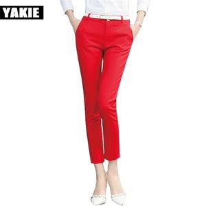 Yaz Yeni Kadın Ofis İş Kalem Pantolon Yüksek Bel Beyaz Siyah Kırmızı Bayanlar İş İş Giyim Pantolonları Kadın Fomal Pantolon 210412
