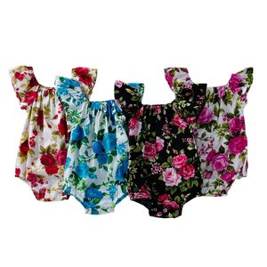 Babany Bebe Born Baby Floral Print Flutter Romper Girls Clooth 여름 민소매 점프 슈트 Pography Costume 220707