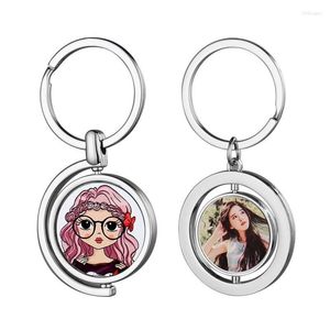 Keychains Sublimation Blank Keychain Metal Heat Transfer Board Rotating Double Sided For Diy Craft SuppliesKeychains Forb22