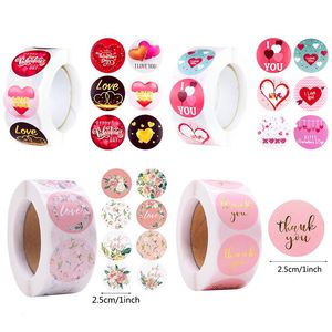 Gift Wrap 500pc 2.5cm Round Thank You Stickers Happy Valentine's Day Sticker Bag Box Sealing Label Wedding Party Favors DecorGift