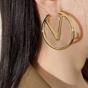 Cerceaux Remplis D'or achat en gros de Boucles d oreilles de cerceau pour femmes Gold Big Circle Simple Designer Boucles d oreilles