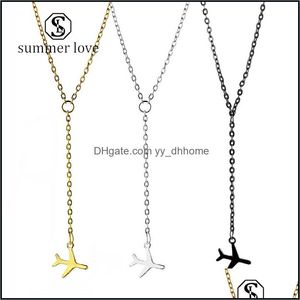 Pendant Necklaces Pendants Jewelry New Fashion Plan Airplane Pendantclavicle Necklace For Women Gold Sier Black Y Shape Dhqqs