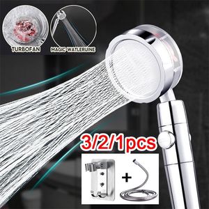 Golden Turbocharged High Pressure Turbo Fan Shower Head Water Saving Flow 360 Degree With Handheld Filter Rain Rainfall SPA Bath 220401