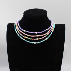 Boho Perlen Halskette Frauen Perle Rocailles Perlen Strang kurze Halsband Halskette handgemachte weibliche Schmuck Sommer Strand Geschenk