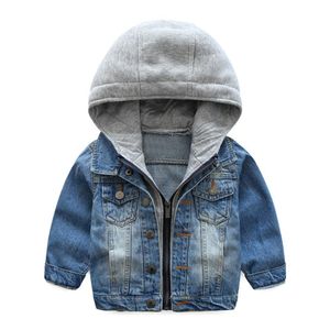 Bebek giysileri erkek çocuklar denim ceket yürümeye başlayan kot paltolar çocuk kapüşonlu dış giyim sonbahar kış çocuk kıyafetleri vintage mavi b492257r