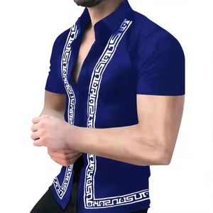 Erkek Camisa Elbise Gömlek Giyim Baskı Çizgili Bluz Hawaii Kısa Kollu Yaz Düğmesi Bluz Plus Boyut Fabrika Tedarik Lujo Gömlek UploHttttt 3xl Üstler