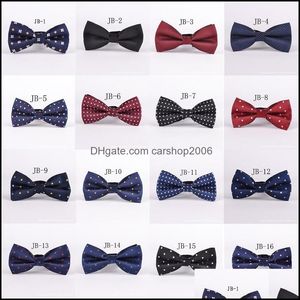 Bow Ties Fashion Accessories Mens Womens Polyester Silk Bowtie Stripes Metal Buckle Neck Formal Leisure Wear Polka Prickar Kontrollera mönster Bowtie