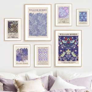 William Morris Floral Aesthetic Very Peri Wall Art Canvas Painting Nordic Posters And Prints Pictures For Living Room Decor 220507