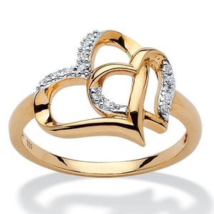 moda delikatna pierścień z podwójnego serca dla kobiet CZ cyrkonia Crystal Gold Rose Hollow Out Wedding Prezenty 220719