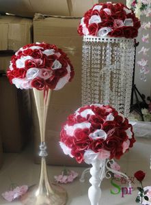 Flores decorativas grinaldas misturam vermelho de casamento branco beijando bola de flor de 30 cm de férias