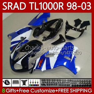 Suzuki Srad TL1000R TL-1000R TL1000 R 98 99 00 01 02 03 Bodywork 118no.106 TL 1000R 98-03 White Blk Blue TL-1000 TL 1000 R 1998 1999 2000 2001 2002 2002 Fairing Kit