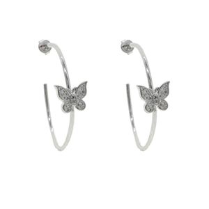 Wholesale bling hoops resale online - Hoop Huggie Bling Cz Cute Butterfly Earring Gold Silver Color Minimal Delicate Trendy Fashion Jewelry Women262W