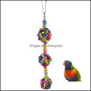 Papegoja leksaker upphängning hängande bridge kedja husdjur fågel tugga bollbur för papegojor fåglar små djur droppleverans 2021 andra förnödenheter hem