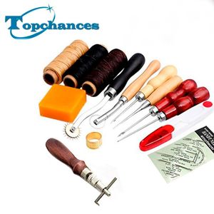 Wholesale stitching awl thread for sale - Group buy Smart Automation Modules High Quality Set Leather Craft Hand Stitching Sewing Tool Thread Awl Waxed Thimble Kit