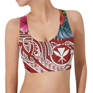 Women Sports Vest Polynesian Hawaii Summer Plumeria 3D Pattern Tank Tops Female Yoga Running Fitness Bra Drop W220616