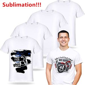 Süblimasyon Boş Tişört Beyaz Polyester Gömlek Süblimasyon Kısa Kollu T-shirt DIY Mürettebat Boyun için