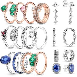 Cluster Rings 2022 Winter Blue Green Gemstone Chain Adjustable Bracelet Argent 925 Vrai Beads And Tassel Earring Pendiente